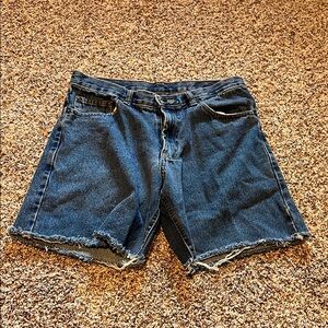Blue Jean Cutoffs with Distressed Hems
